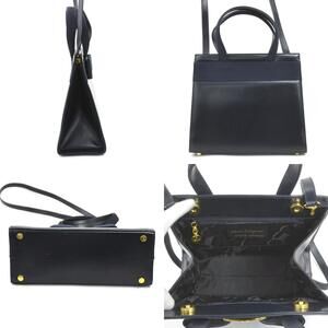 Salvatore Ferragamo Ribbon Leather Bag Vara Blue Navy Shoulder